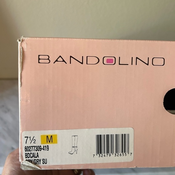 “Bandolino” BDCala Dressy Heel Platform Boots Womens 7.5 Gray Suede w/ Side Zip - Picture 16 of 17